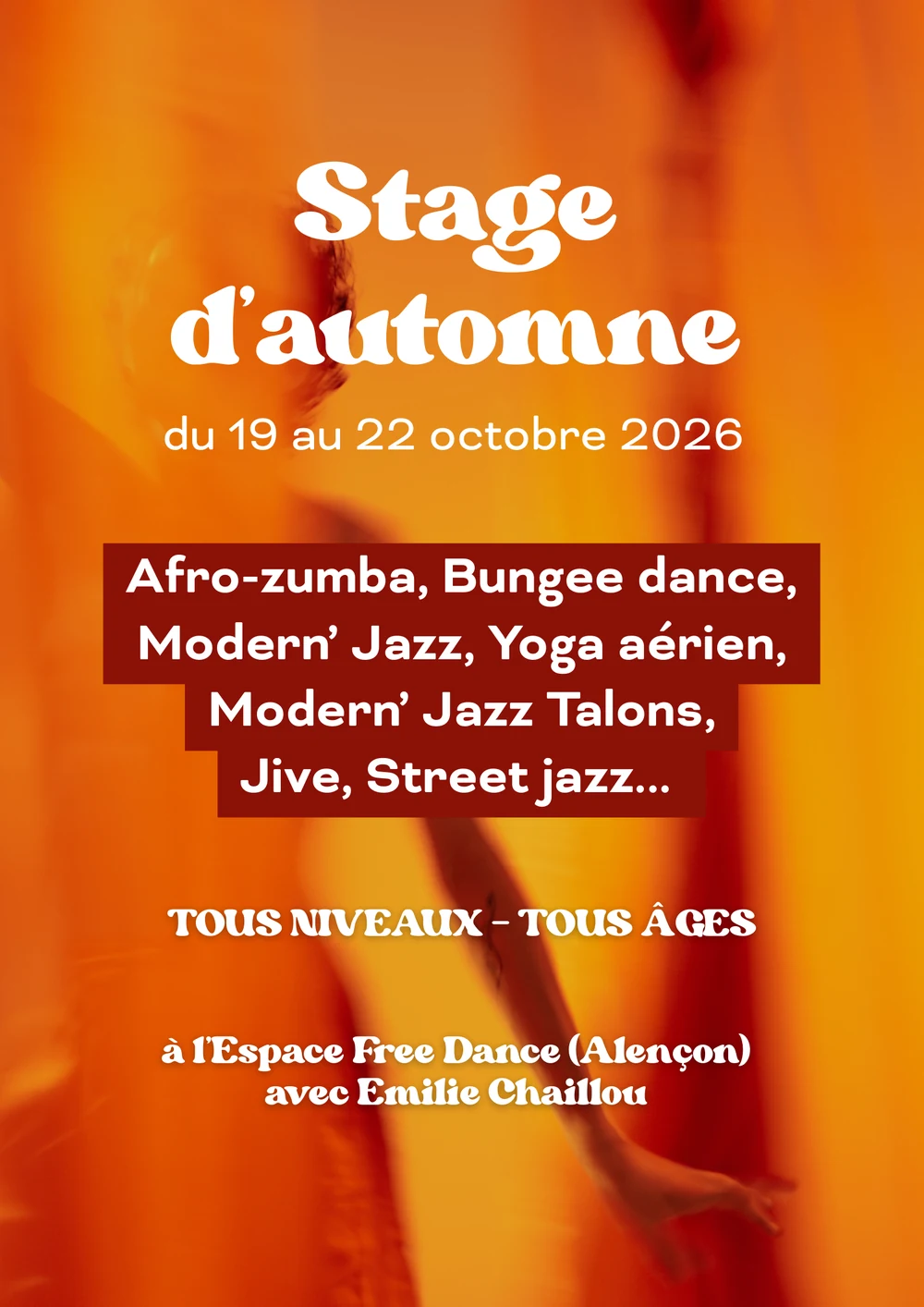 Affiche stage d'automne 2026 Espace Free Dance Alençon