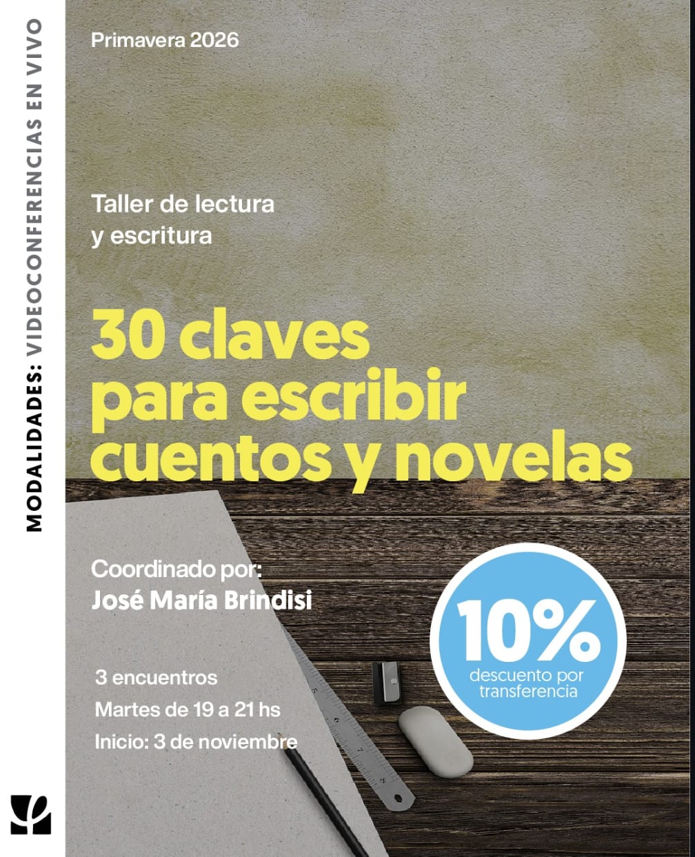 Imagen de Taller de lectura y escritura "30 claves para escribir cuentos y novelas"