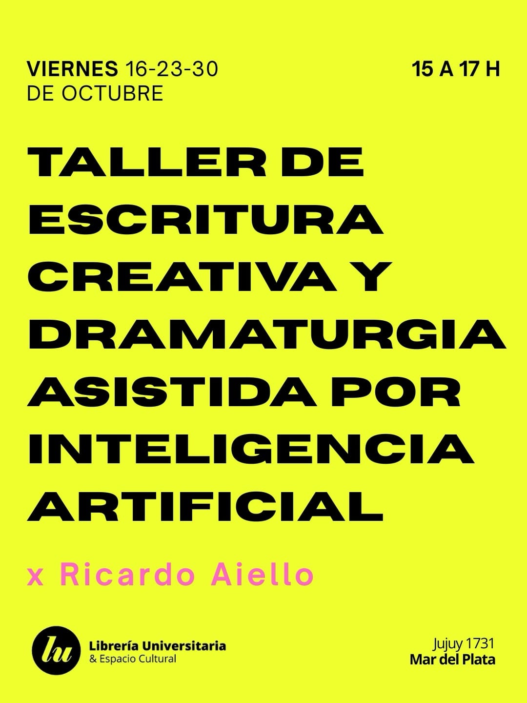 Imagen de Taller de escritura creativa y dramaturgia asistida por inteligencia artificial | por Ricardo Aiello
