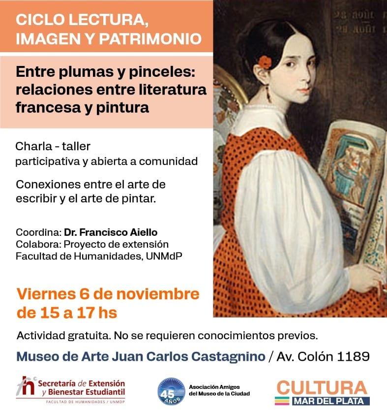 Imagen de Ciclo de lectura, imagen y patrimonio “Entre plumas y pinceles: relaciones entre literatura francesa y pintura”
