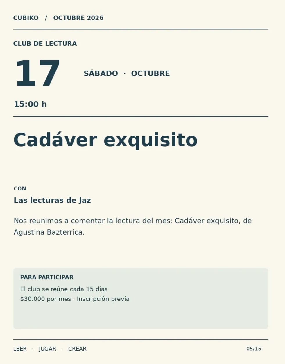 Imagen de Las lectura de Jaz - Cadáver exquisito