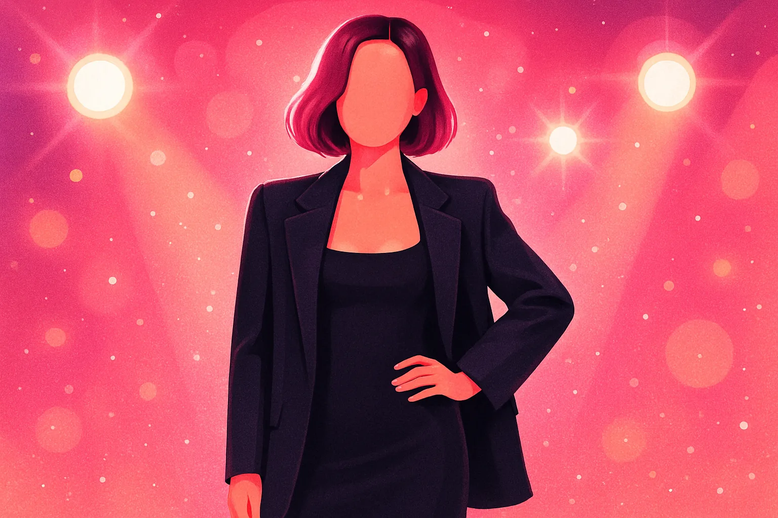 Andrea Delogu, il look total black con l'abito aderente e il blazer oversize è il più chic di settembre