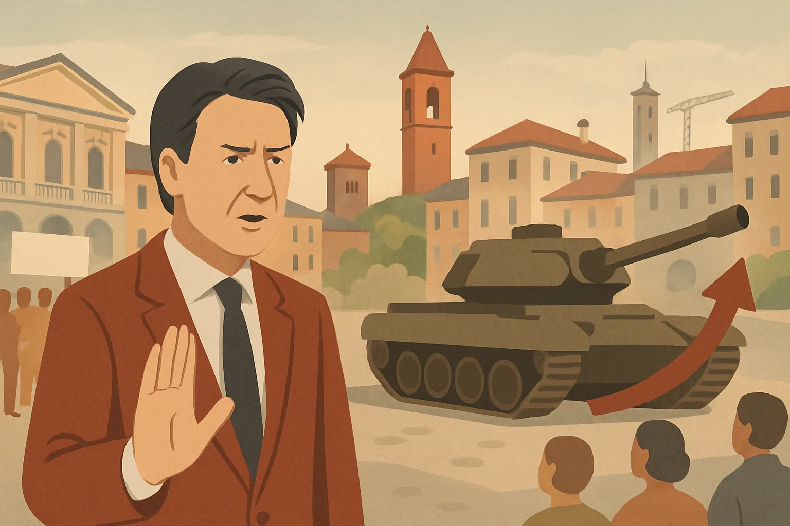 Conte a Milano contro il riarmo, ma sotto il suo governo la spesa militare è aumentata del 20%
