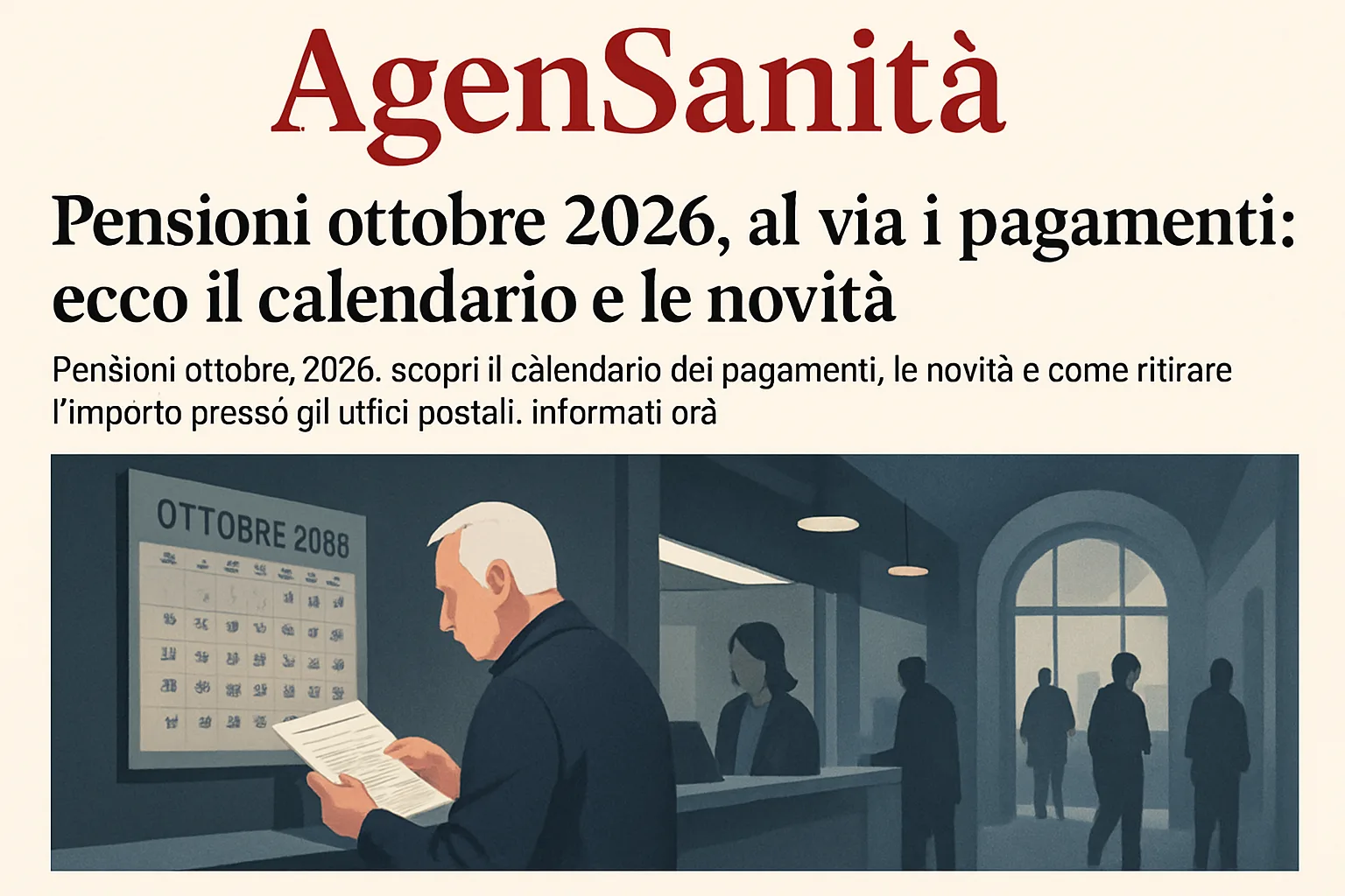 Pensioni ottobre 2026, al via i pagamenti: ecco il calendario e le novità