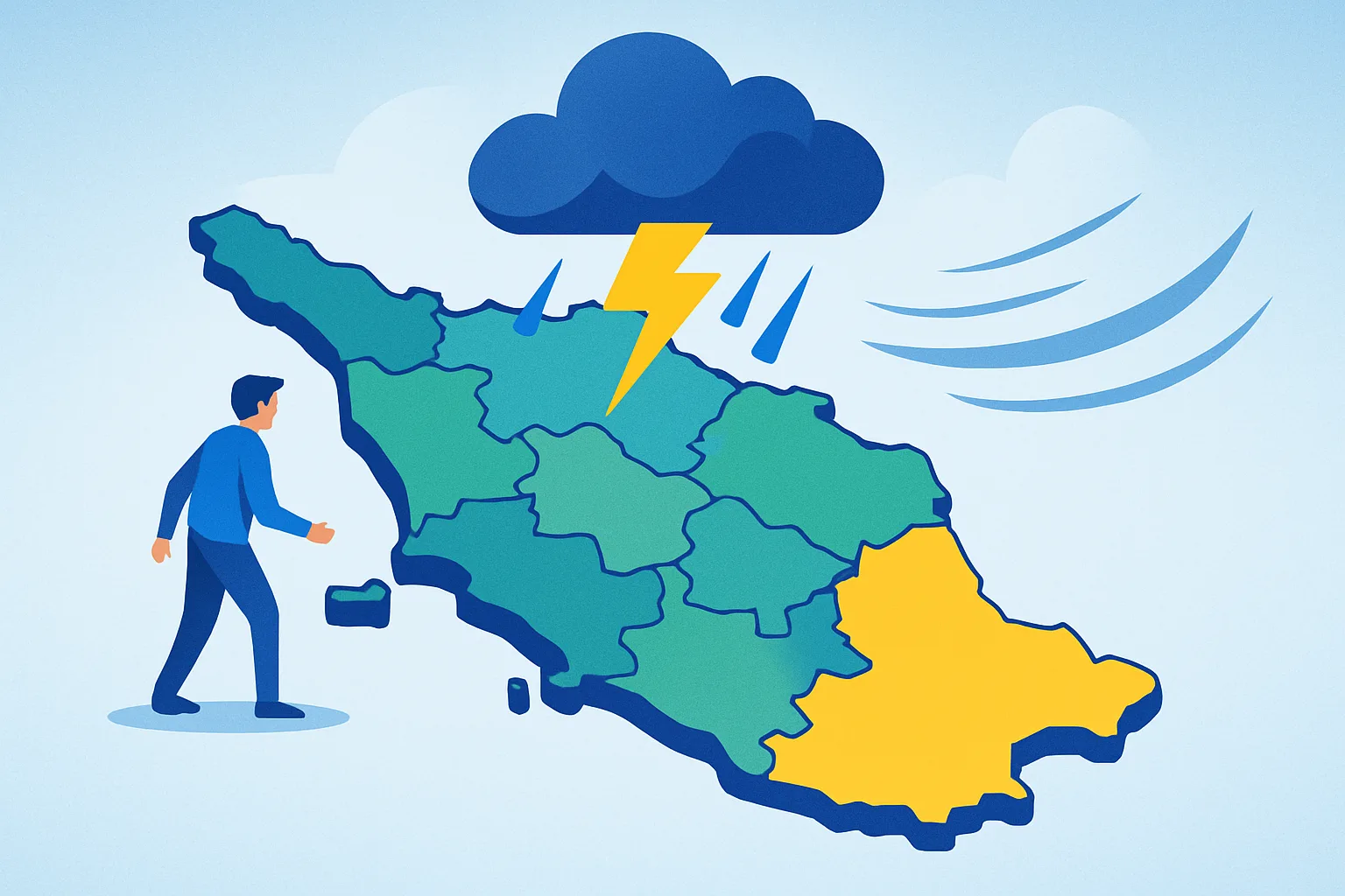 Allerta meteo gialla in Toscana: temporali e vento fino a 100 km/h