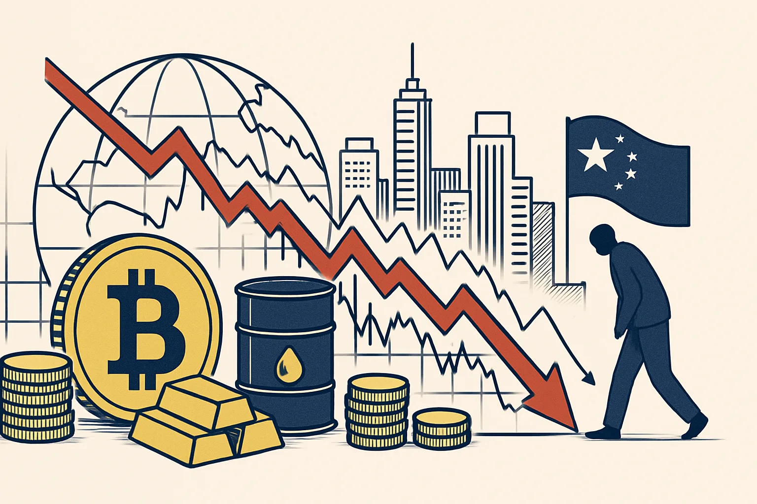 Bitcoin scivola sotto $82,500: mercati globali in rosso, azioni cinesi in mercato orso