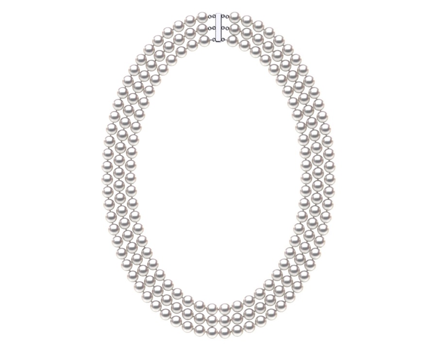 True AAA white Akoya cultured pearl triple-strand necklace