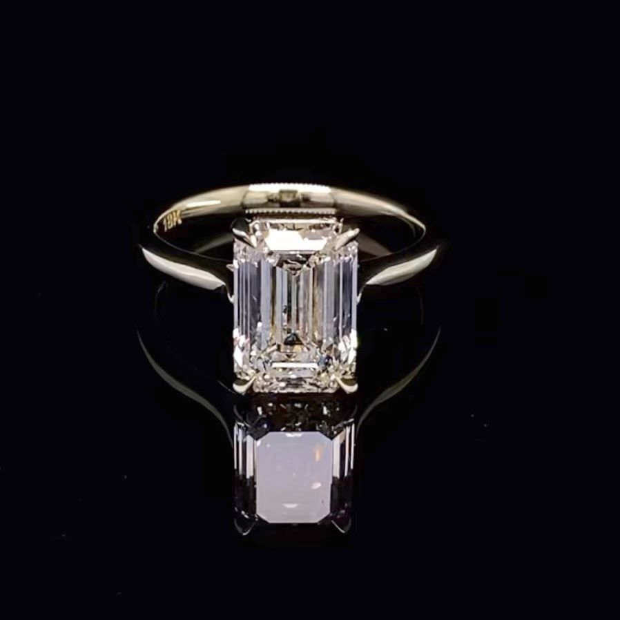 2 Carat Emerald Cut Diamond Ring Whisper Thin Setting