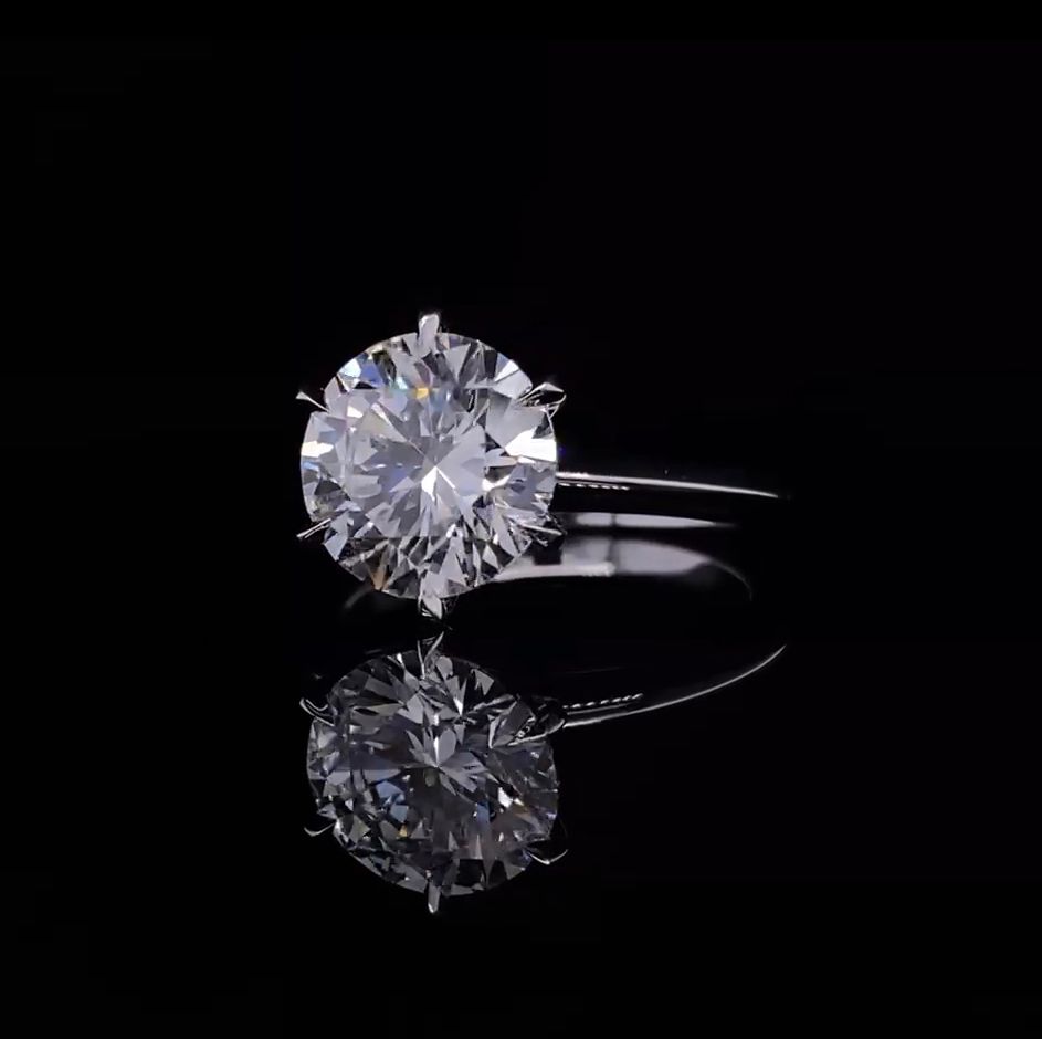 3 Carat Round Brilliant Ideal Cut Diamond in Platinum Six Prong Setting