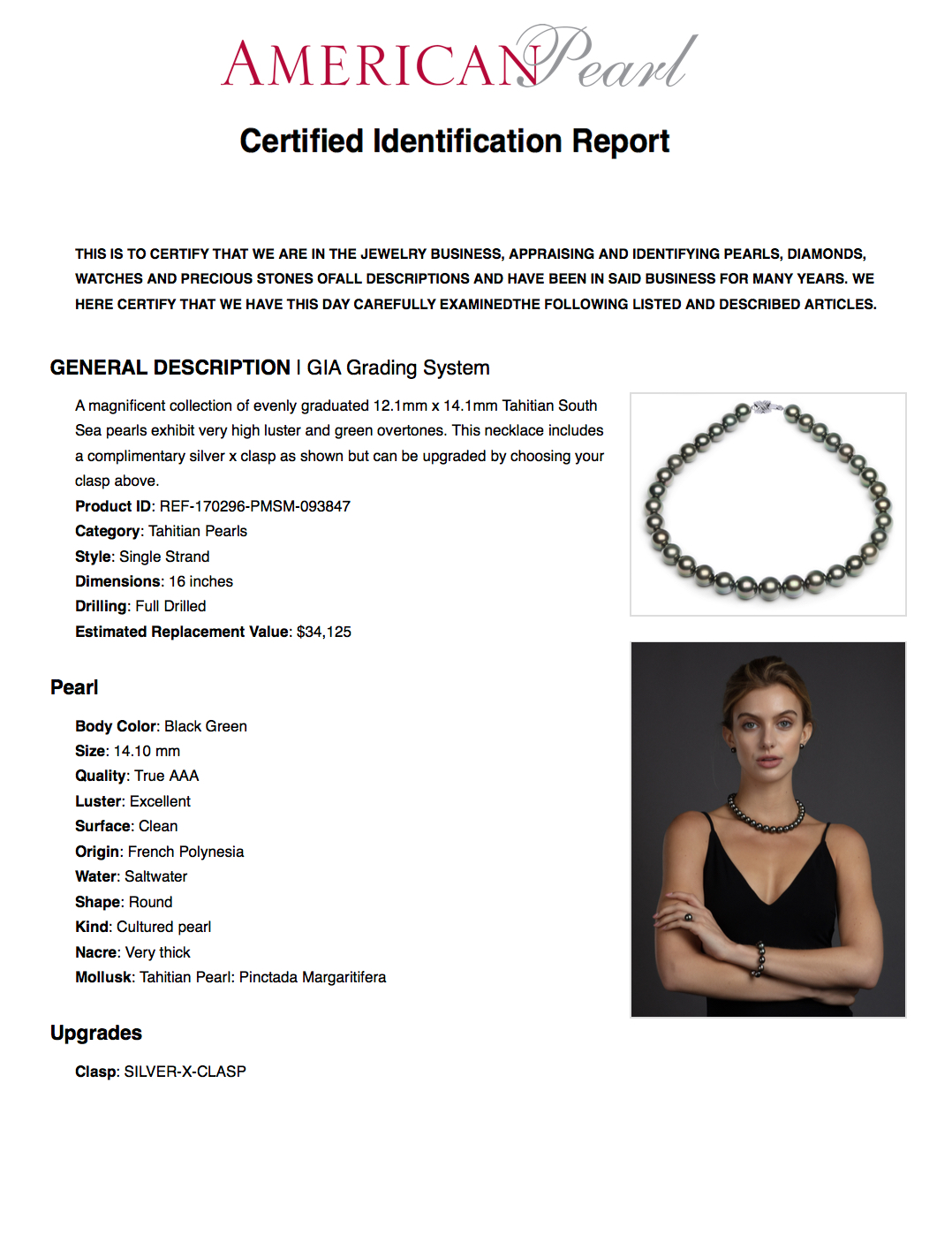GIA Graded Tahitian Pearl Necklace