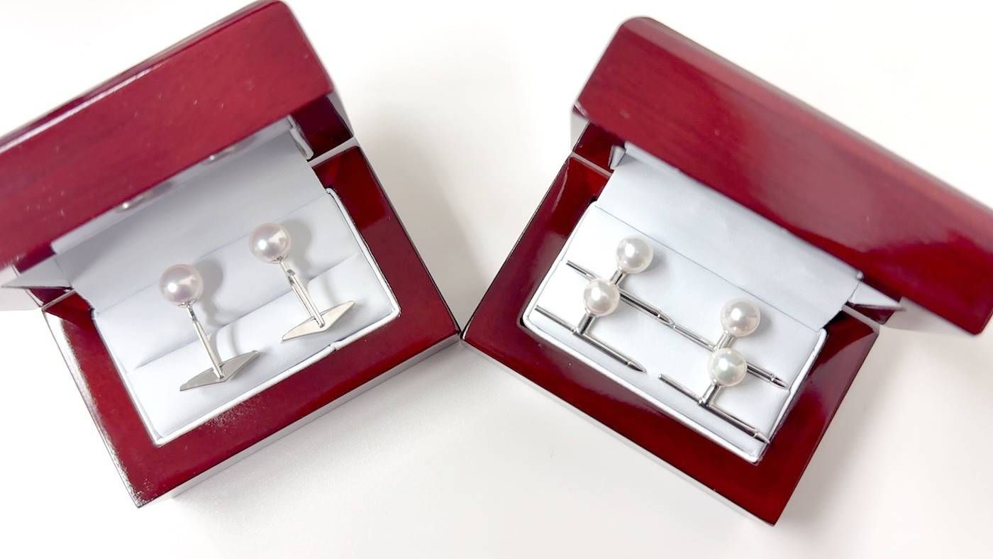 Akoya Cufflinks in 14K White Gold