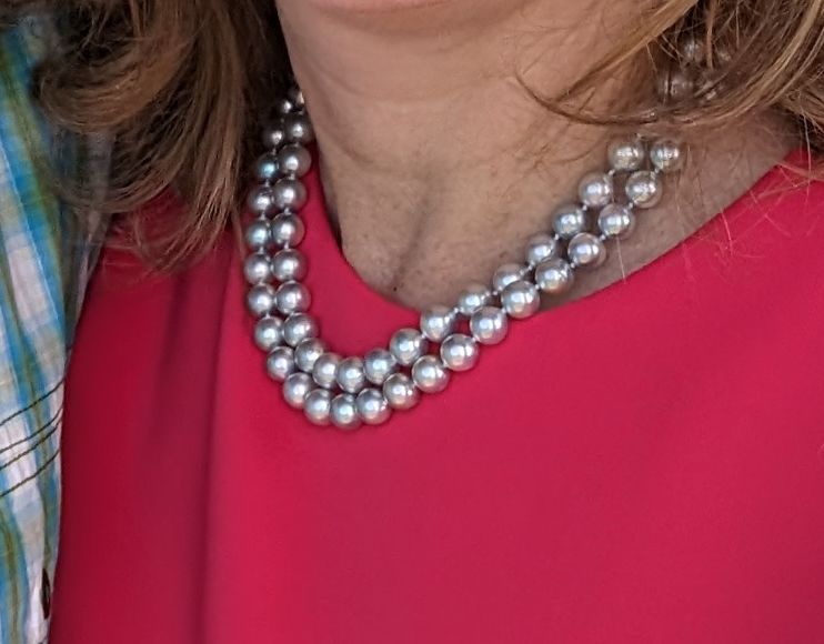 Double Strand Blue-Grey Akoya Baroque Choker