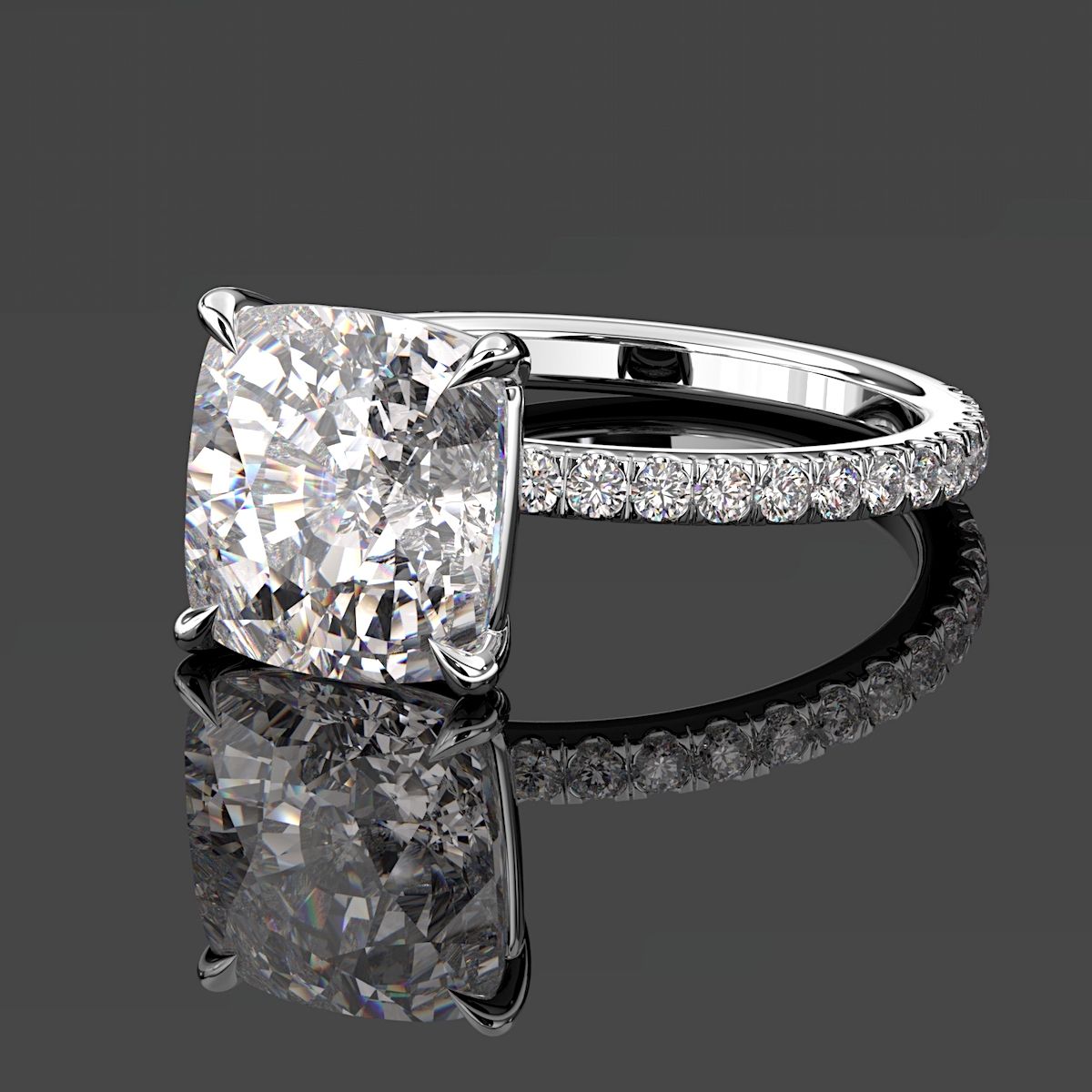 3 Carat Cushion Cut Diamond Engagement Ring