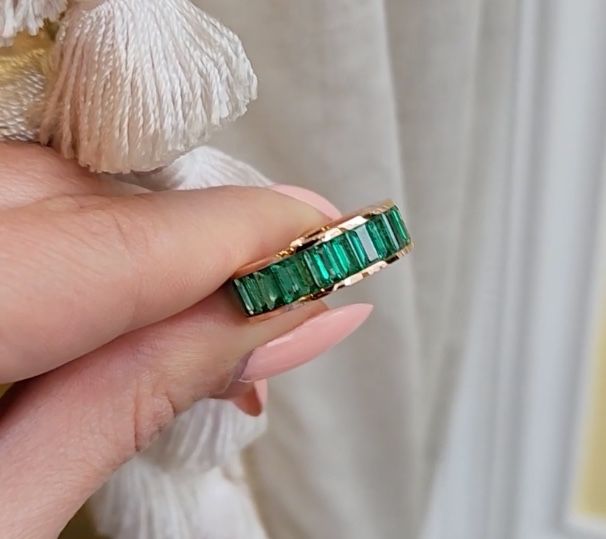 Emerald Eternity Band in 18K Rose Gold