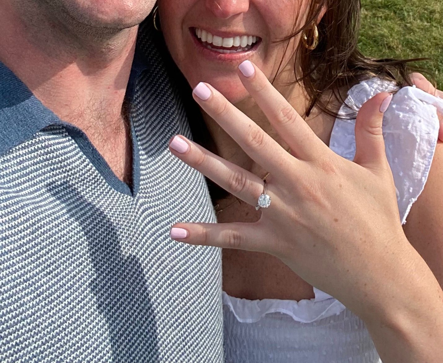 Congrats! Newly Engaged with an American Pearl Platinum Solitaire Engagement Ring