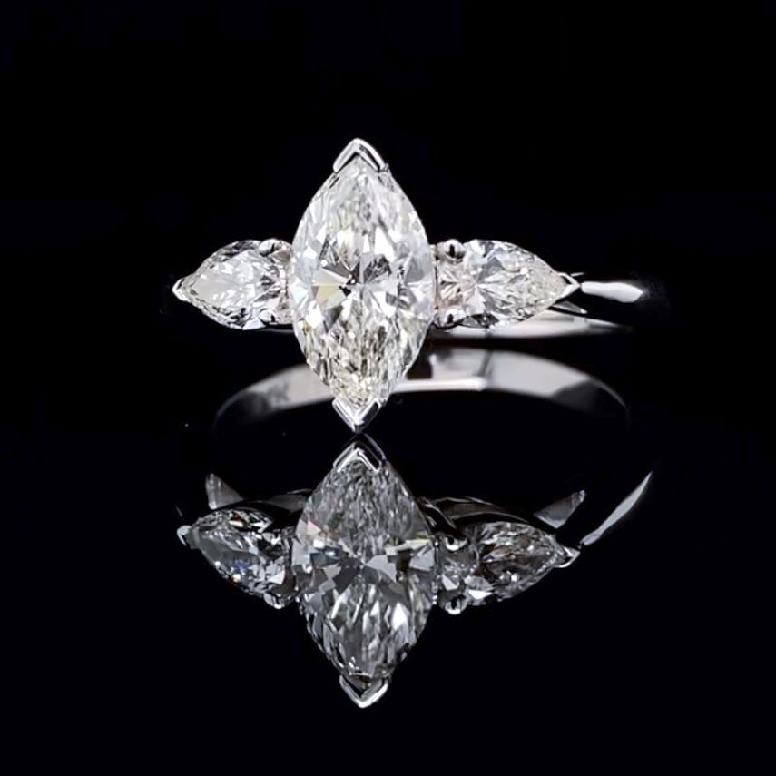 Marquise Diamond & Pear Cuts in White Gold