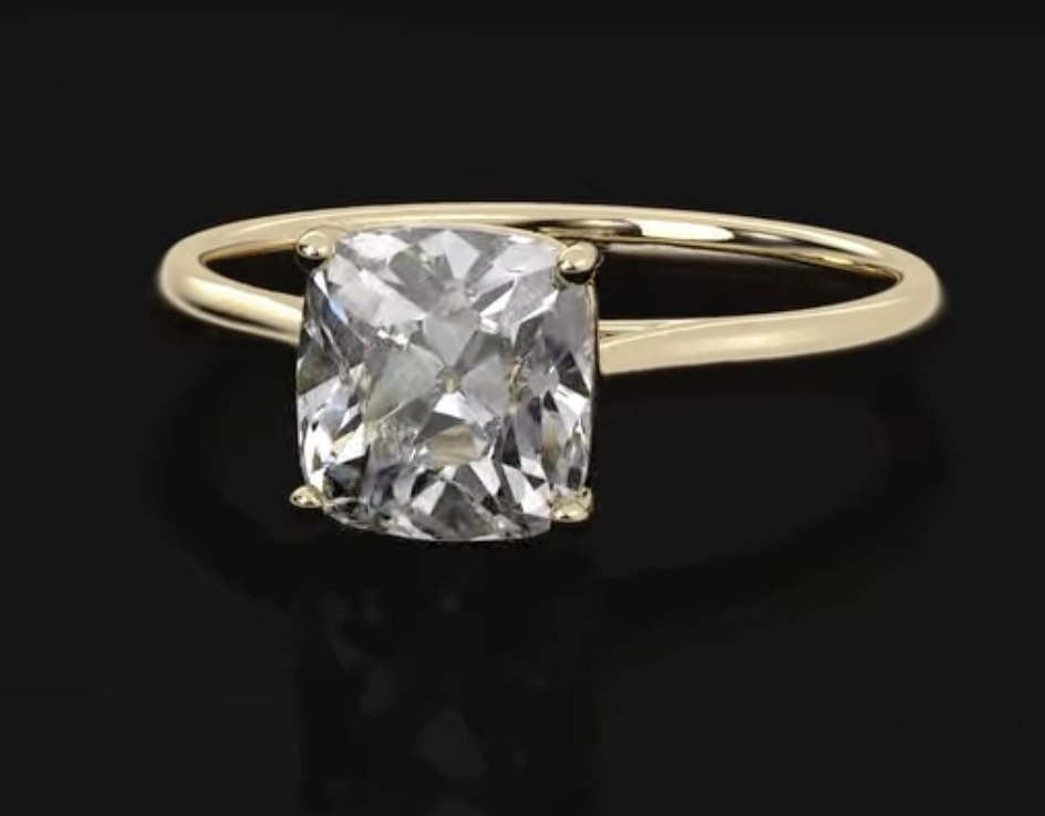 3 Carat Old Mine Brilliant Cut Engagement Ring
