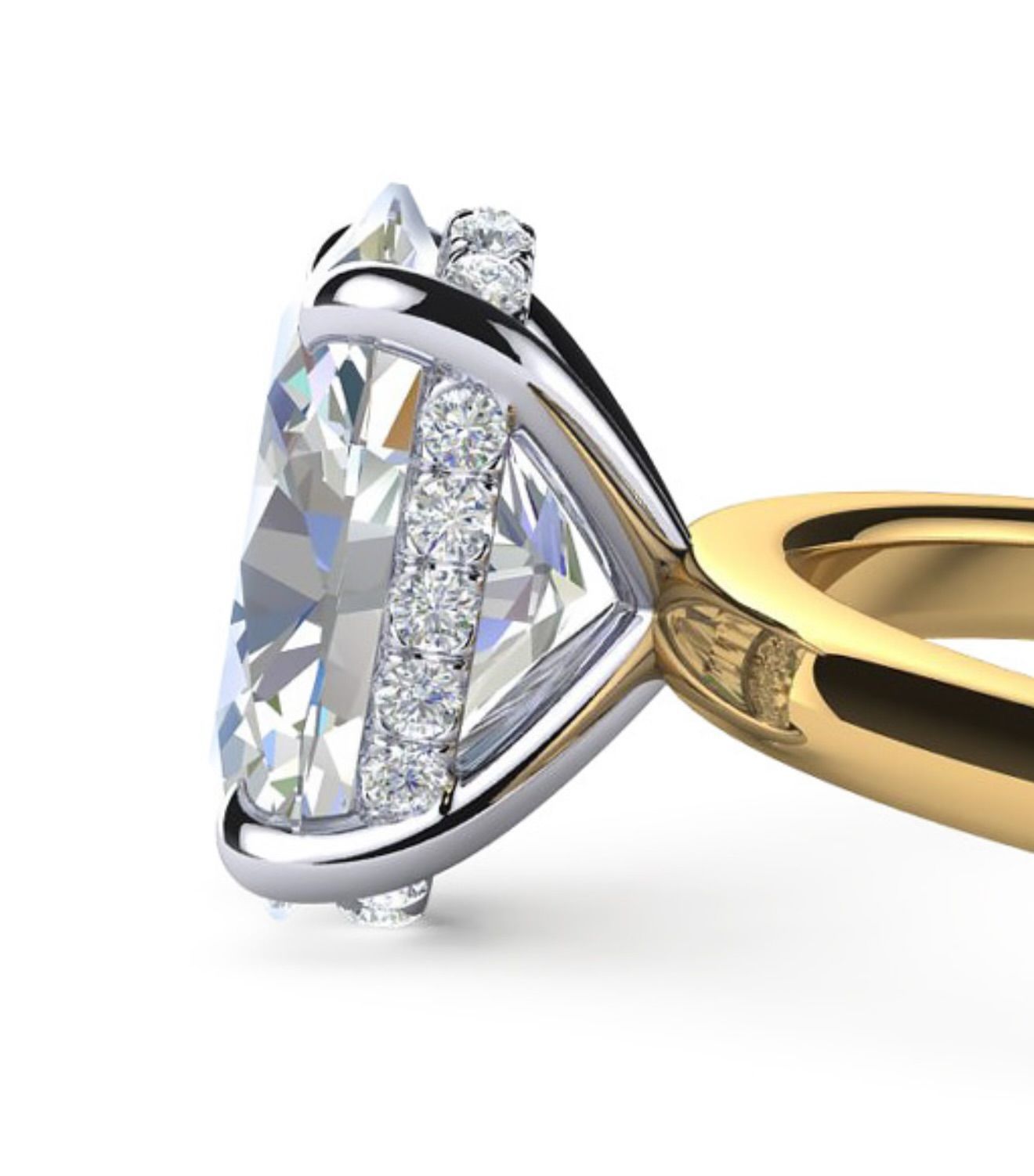 Mystic Engagement Ring with Pavé set Halo & Oval Cut Diamond