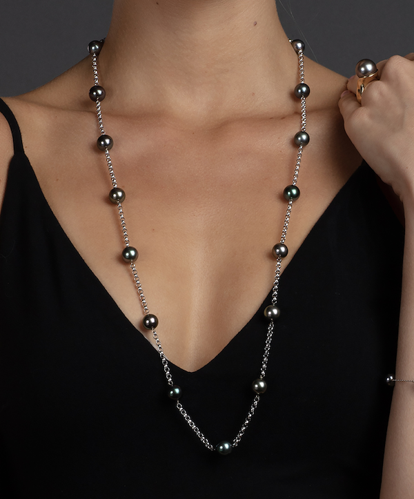 Opera Length Tahitian Pearl Tin Cup