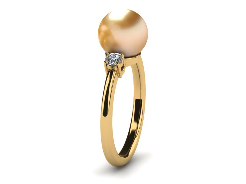 Pearl Ring With Side Stones