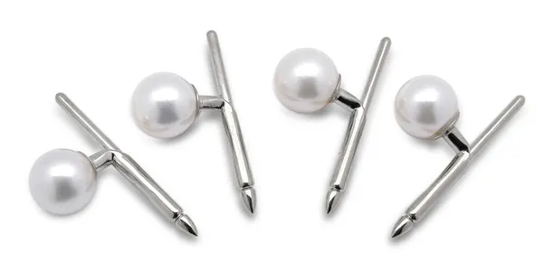 Cuff Link Buttons - Japanese Akoya Cultured Pearl - 14K Gold
