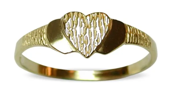 14K Yellow Gold Heart Signet Ring
