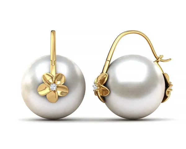 South Sea Pearl Arc De Triomphe Double Hibiscus Earring