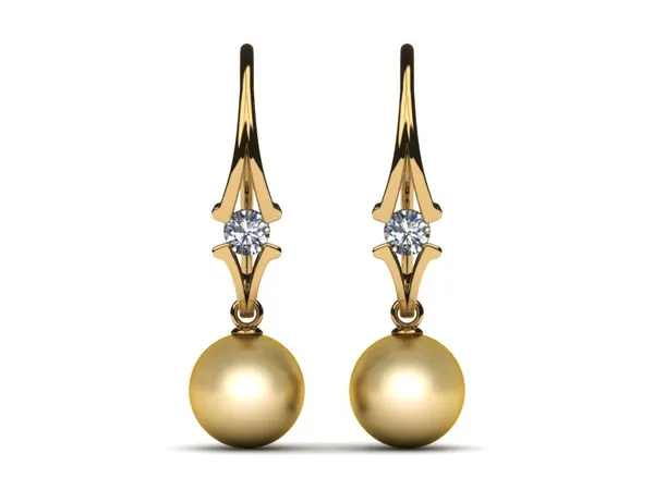 Golden South Sea Pearl Journey Earring .32 carats t.d.w.