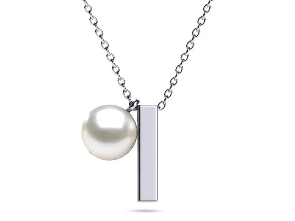 Initial Pearl Necklace Letter I