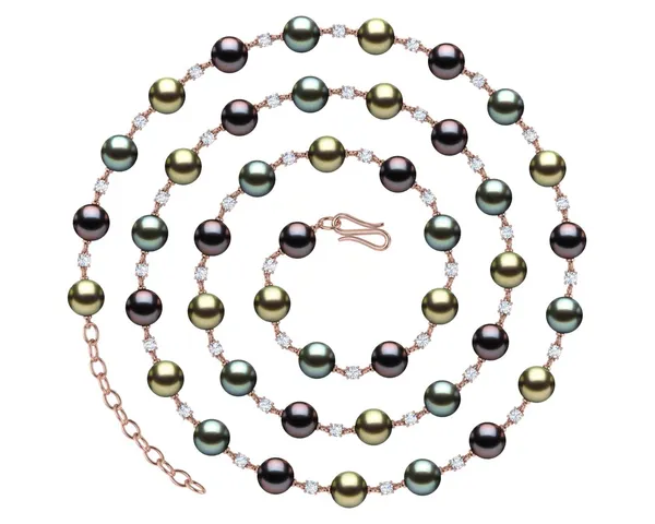 Multicolor Pearl and Diamond Timeless 36 Inch Necklace