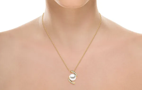 Swirl Pearl & Diamond Pendant