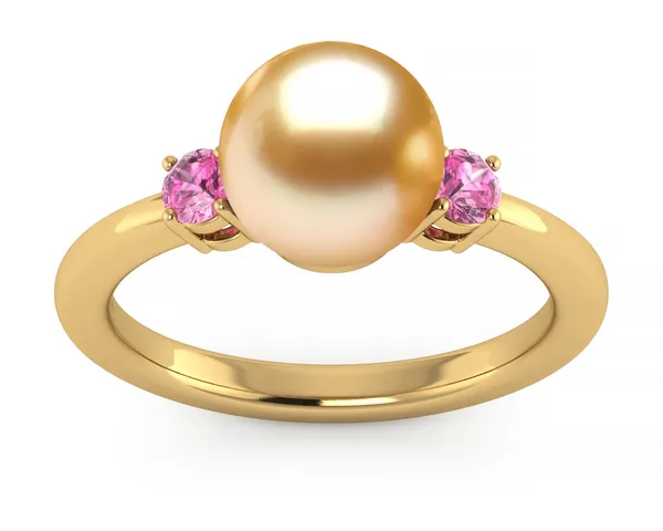 Golden Pearl Grace Ring with Pink Sapphires