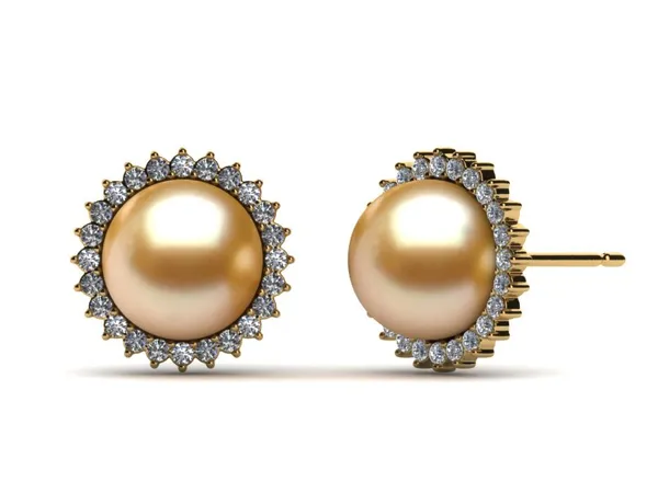 Golden Pearl Sunflower Earring