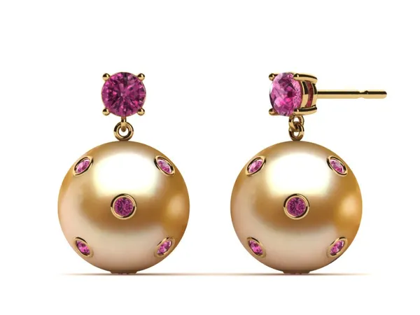 Golden Pearl Starry Night Dangle Earring