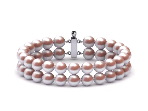 6.5mm x 7mm Lavender Freshwater Cultured Pearl Double Strand Bracelet