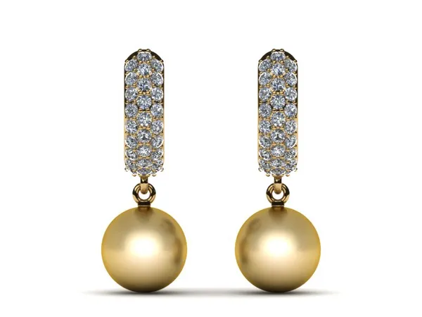 Golden South Sea Pearl Earring Large Huggie .55 carats t.d.w.