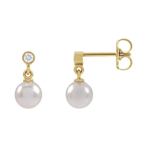 Akoya Pearl & Diamond Drop Earrings