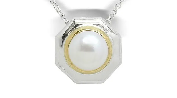 Pearl Slider a Japanese Akoya Cultured Pearl Pendant