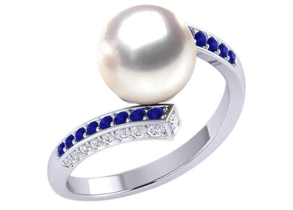 Blue Muse a Japanese Akoya Cultured Pearl Ring
