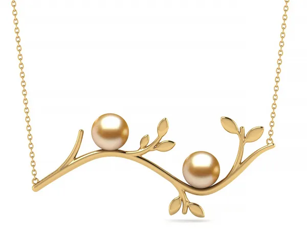 Golden South Sea Pearl Olive Branch Necklace