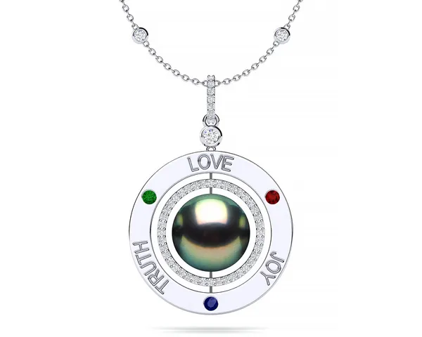 Tahitian Pearl Love Truth Joy Amulet Necklace