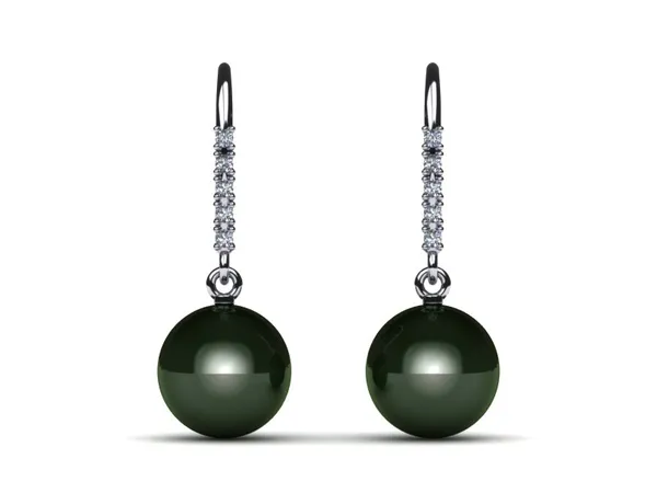 Tahitian Pearl Diamond Shepherds Hook Earring