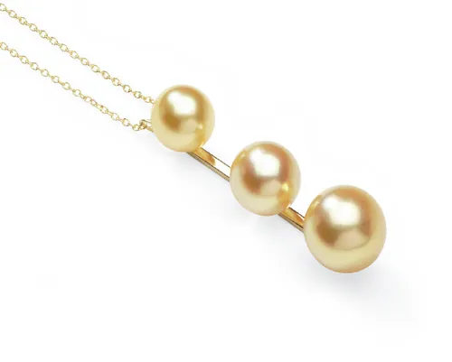 Three Golden a South Sea Cultured Pearl Pendant