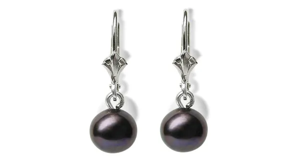 Black Pearl Dangle a Freshwater Cultured Pearl Earring