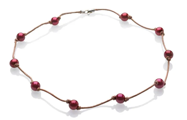 Cranberry and Leather Necklace