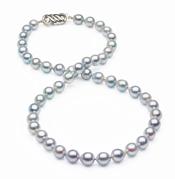 8mm Natural Color Grey Baroque Japanese Akoya Pearl Strand with Silver Clasp