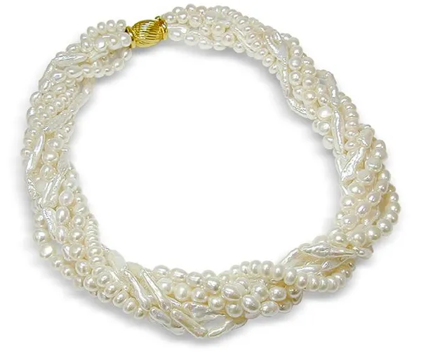Seven Twist a 7 Strand Various Shape Freshwater Cultured Pearl Necklace
