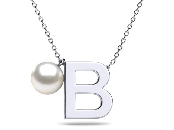 Initial Pearl Necklace Letter B