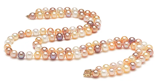 AAA 8 x 9mm Multicolor Round Pearl Necklace
