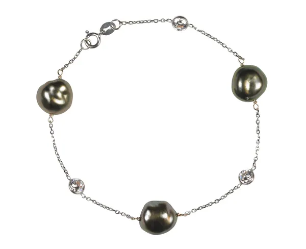 Tahitian Keshi Pearl Tin Cup Bracelet